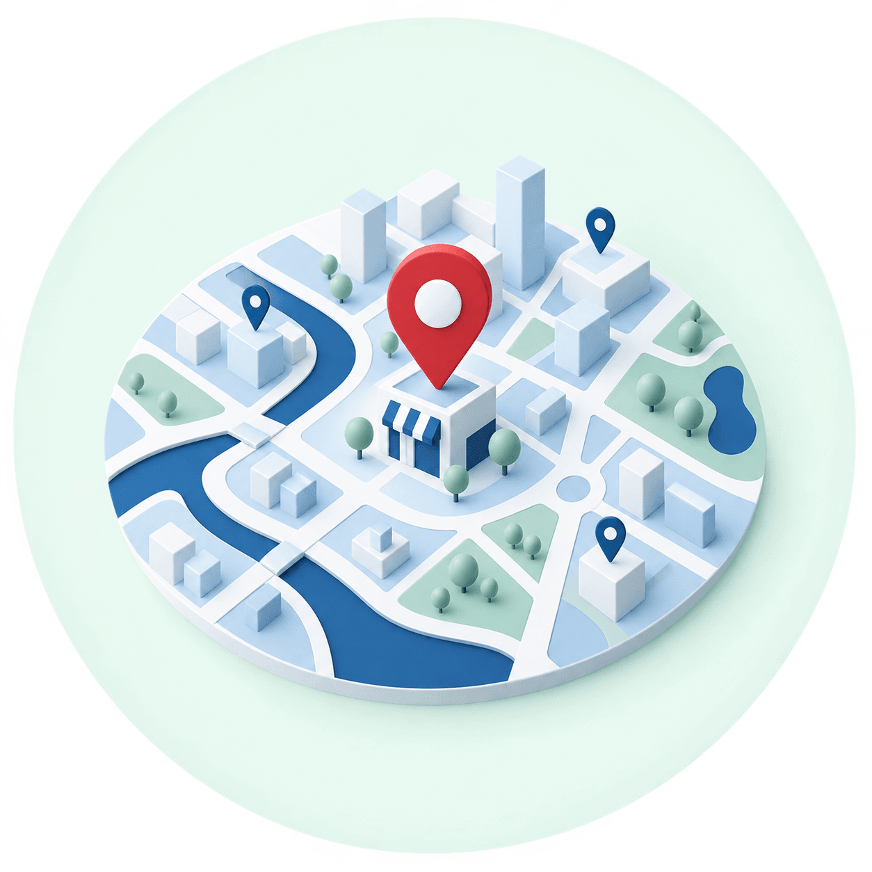 Koncepcyjna mapa lokalizacji z markerem